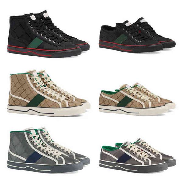 

tbtgol men's off the grid high low sneaker designer shoes green red web stripe canvas runner trainers sneakers women rubber sole, Black