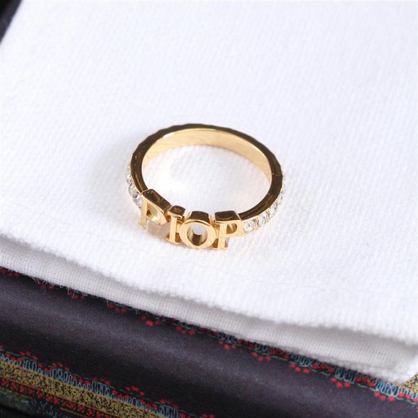 

gold letter side stones rings bague for lady women party wedding lovers gift engagement jewelry with box292a, Silver