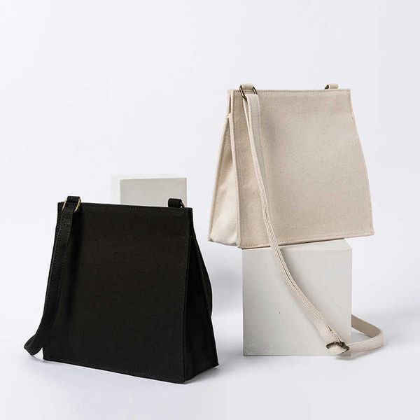

single package western style white canvas literary handbags mori shoulder small square bag q1230