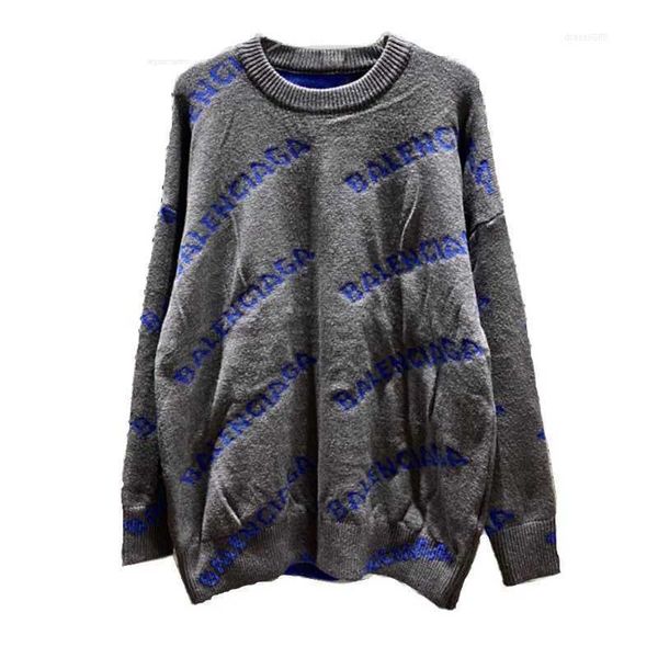 

sweater ladies fashion paris balemcigas men's women woolen cardigan women's style couple casual loose round neck spring screen ful, White;black