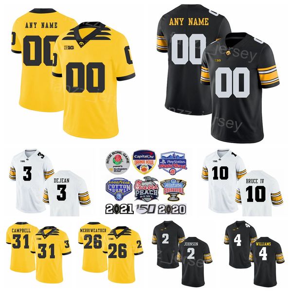 

ncaa football iowa hawkeyes college 2 kaleb johnson jersey 4 leshon williams 10 arland bruce iv 31 jack campbell 3 cooper dejean 26 kaevon m, Black