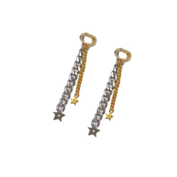 

stainless steel stud designer simple boutique jewelry for women with long chain letter only silver alternating earrings