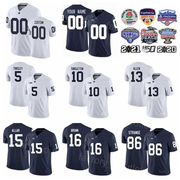 

ncaa penn state nittany college football 86 brenton strange jersey psu 5 mitchell tinsley 16 jiayir brown 15 drew allar 10 nicholas singleto, Black