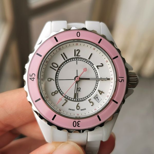 

ch womens watchs designer pink ceramic watch quartz 33mm sapphire mirror for woman counter official replica lady writewatch ladies 08, Slivery;brown