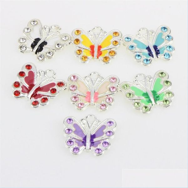 

charms vintage siers animal enamel crystal butterfly charms pendants for bracelets necklace jewelry fashion making findings craft 21x dhxre, Bronze;silver