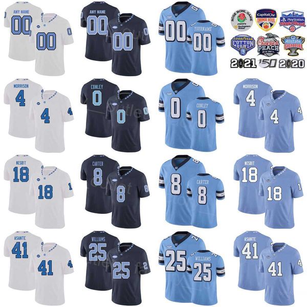 

ncaa college north carolina tar heels football 25 javonte williams jersey 8 michael carter 18 bryson nesbit 0 jaqurious conley 7 eugene asan, Black