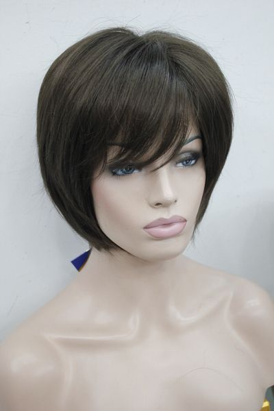 

new vogue chestnut brown short straight lady's synthetic wig, Black