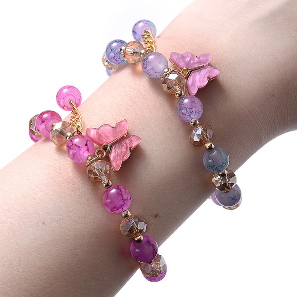 

14pcs fashion butterfly crystal bead bracelet simple women's jewelry, Golden;silver