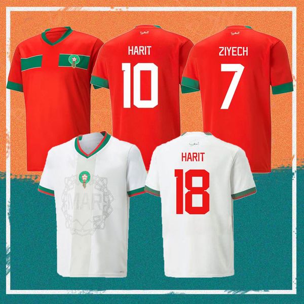 

2022 morocco soccer jerseys 22/23 maillot de foot ziyech boutaib camiseta de futbol boussoufa el ahmadi national team football shirt, Black;yellow