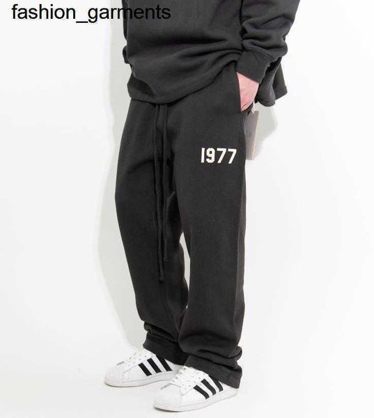 

designer new essential digital flocking printing loose straight ribbon pants men's fashion brand, Black