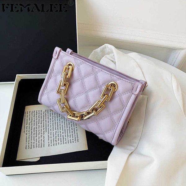 

single evening bags package elegant thick chain handbag women solid color diamond lattice crossbody simple wild square shoulder travel tote