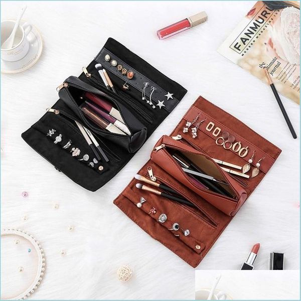 

jewelry pouches bags jewelry pouches bags organizer women makeup storage box earring portable compact foldable elegant design travel dhgwt, Pink;blue