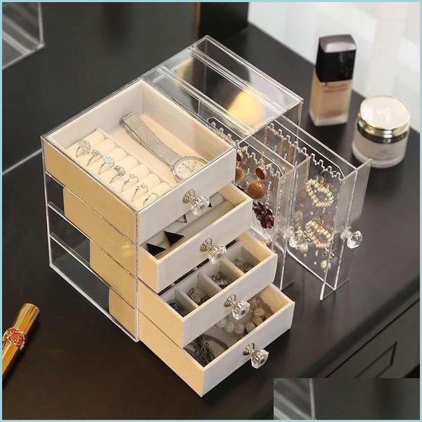 

jewelry pouches bags jewelry pouches bags earrings necklaces storage box transparent large capacity shelf der type deskorganizer dhfom, Pink;blue