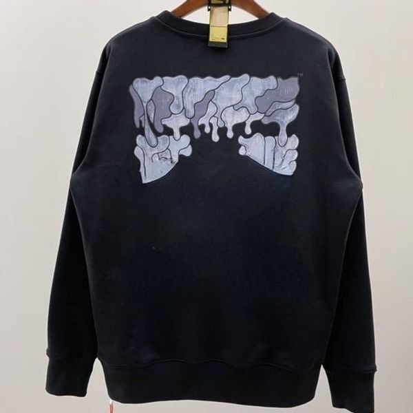 

premium version off sweater designer hoodie loose grey dissolve gradient round neck pullover couple t-shirt, Black