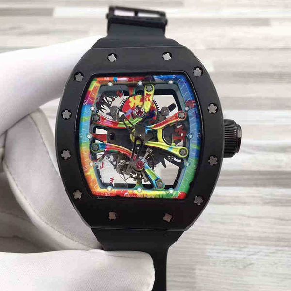 

luxury mens mechanics watches richa wristwatch business leisure rm68-01 automatic machinery black ceramic blue tape mill men's