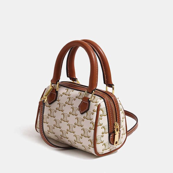 

arc de triomphe mini boston bag old flower one shoulder messenger handbag classic fashion printed pillow bag