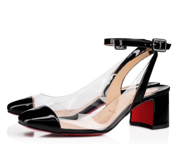 

brand summer women's sandals. luxury red botto asticocotte square toeankle strappvc lady comfort chunky heels nice famous gladiator san, Black