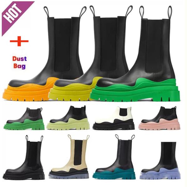 

women boots chunky boot fashion anti-slip platform bootie real leather crystal outdoor martin ankle designer, Black