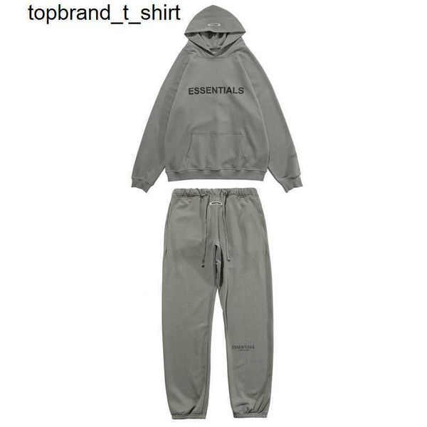 

new men's tracksuits designer essential letter glue hoodie reflective casual pants suit, Gray