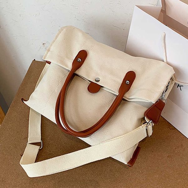

single package casual large capacity canvas shopper bag shoulder designer wide strap crossbody messenger bags for women 2020 purses q1206
