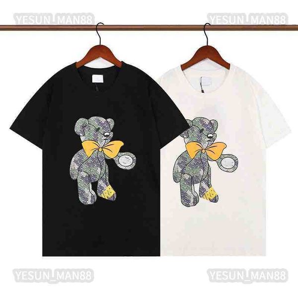 

designer luxury spring summer bbr classic bouguer bear printed t shirt fashion mens and womens couple round collar tee burb, White;black