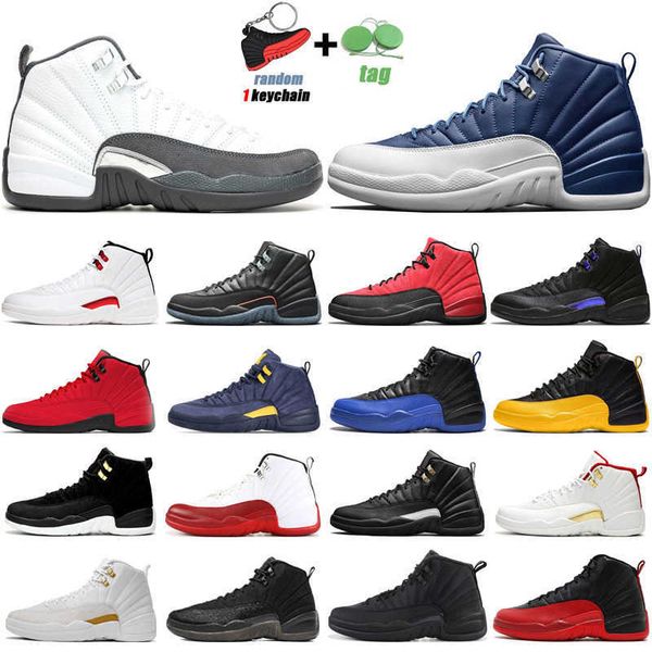 

12s jumpman basketball shoes 12 utility university gold twist dark concord indigo taxi reverse flu game royal me air jordon jordens, Black