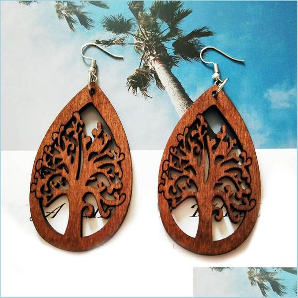 

dangle chandelier dangle chandelier african wooden tree earrings woman 60mm laser cutting of life earring 76 n2 drop delivery 2022 je dhmul, Silver