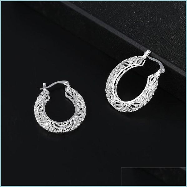 

hoop huggie 925 sier plating hoop earring hollow carving big statement earrings women ladies ear clasp jewelry accessories fashion 2 dhoqk, Golden;silver