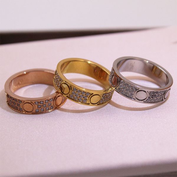 

2022 jewelry luxury love designers gold rings for women men titanium steel couple ring with one side and diamond on the other products make, Golden;silver