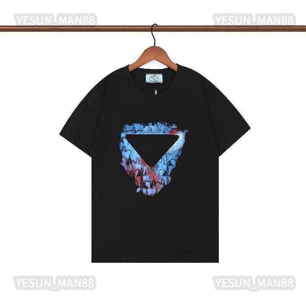 

designer luxury summer prad classic colorful printed t shirt fashion mens and womens couple loose round collar tee, White;black
