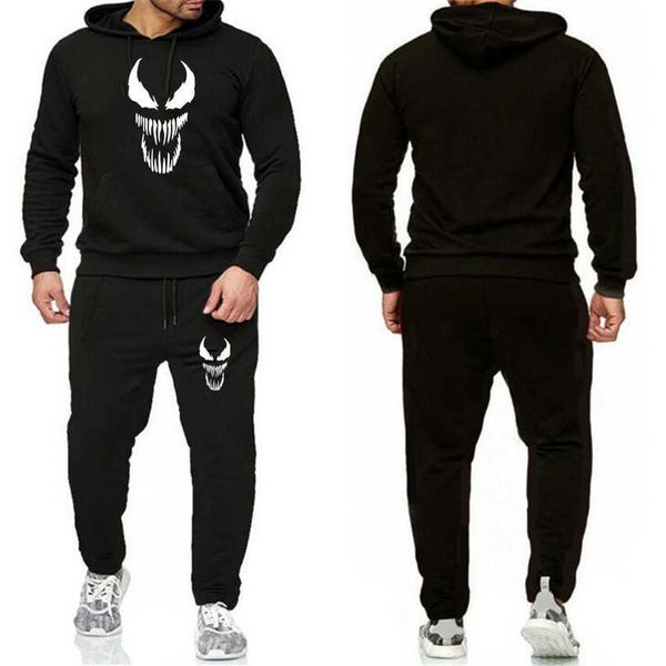 

men's tracksuits mens 2 piece outwear hoodies sports suit sets male sweatshirts hooded pants two men set clothing plus size, Gray