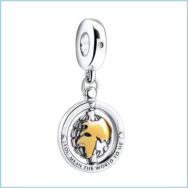 

charms heart charms 925 sterling sier spinning world dangle charm fit original european bracelet fashion women jewelry drop delivery dhfvy, Bronze;silver