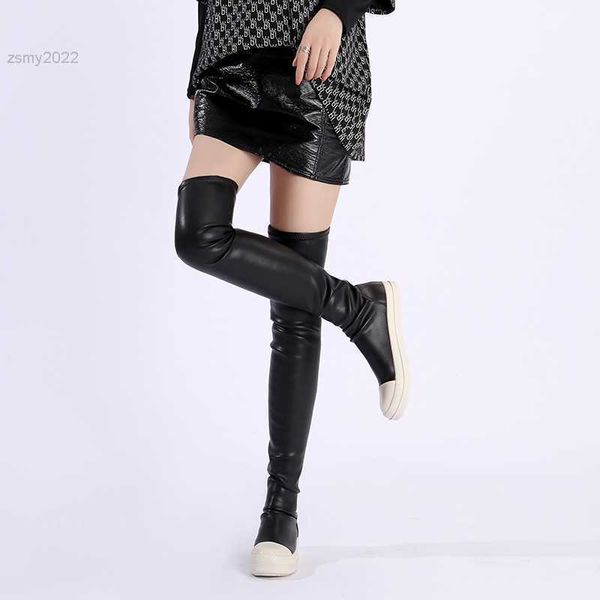 

rick women boots big size owens casual snow flats over knee high luxury trainers sheepskin rric owees, Black