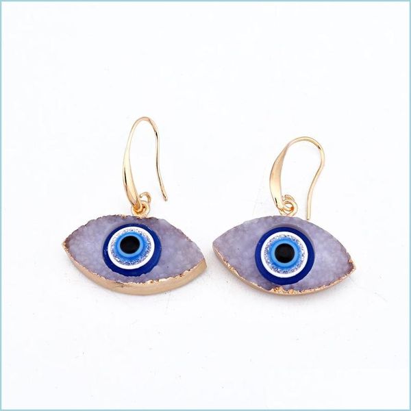 

dangle chandelier fashion eye druzy drusy earrings gold plated geometry faux natural stone resin for women jewelry 489 q2 drop deliv dhzdv, Silver