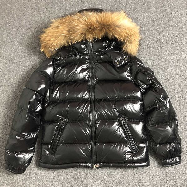 

raccoon fur coat zipper black winter british style men down jacket hood classic keep warm thick parka men's s-xxxl