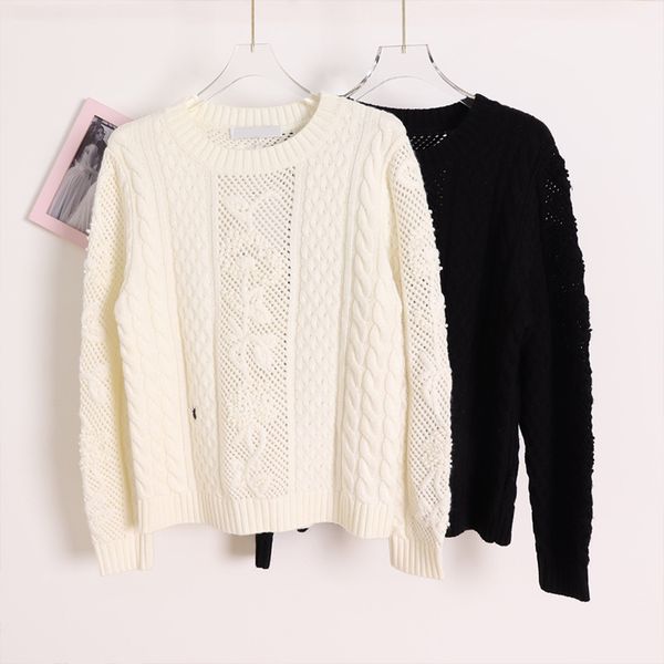 

1012 2022 runway autumn women sweater brand same style sweater long sleeve crew neck white black pullover womens lixuna