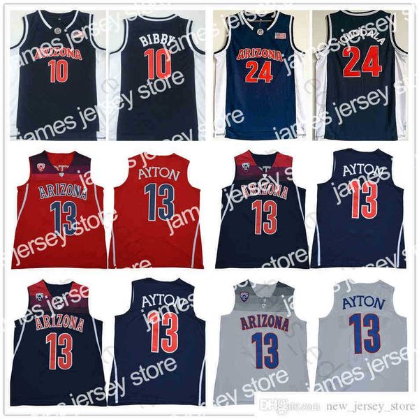 

college basketball wears ncaa arizona wildcats college deandre #13 ayton jersey red white blue mike 10 bibby 24 andre iguodala stitched univ, Black