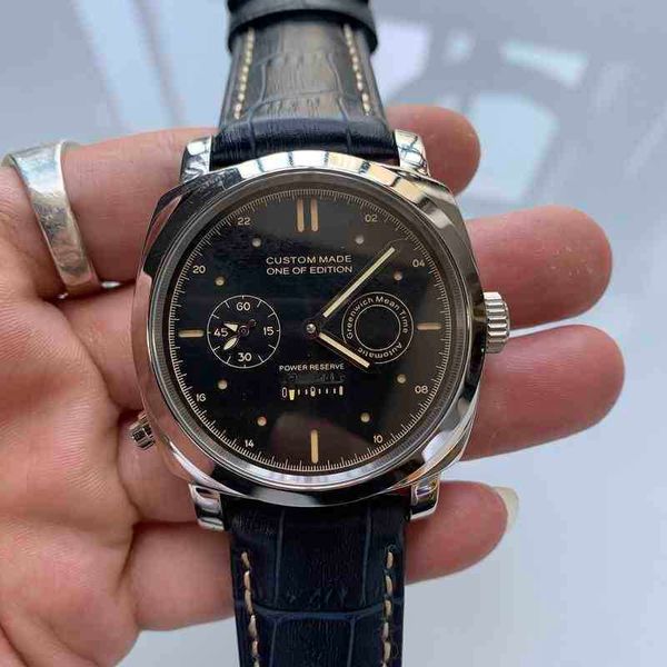 

watches children's men's watch 44mm power reserve seagull automatic movement stainless steel luminous blue strap high mechanical w, Slivery;black