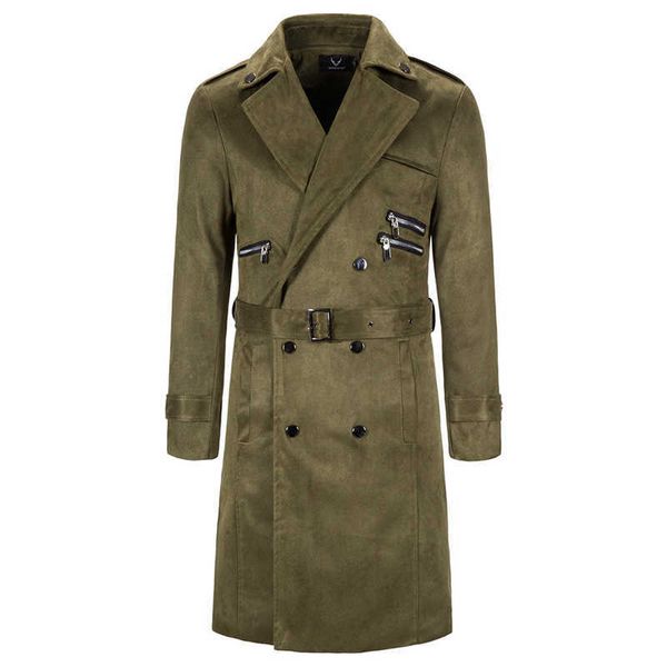 

men's trench coats autumn new long british style double breasted pea fashion sashes windbreaker jacket brand overcoat, Tan;black
