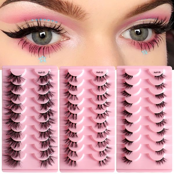 

natural half eyelashes extension colorful wispy 3d faux mink lashes wholesale handmade short false eyelash makeup for beauty