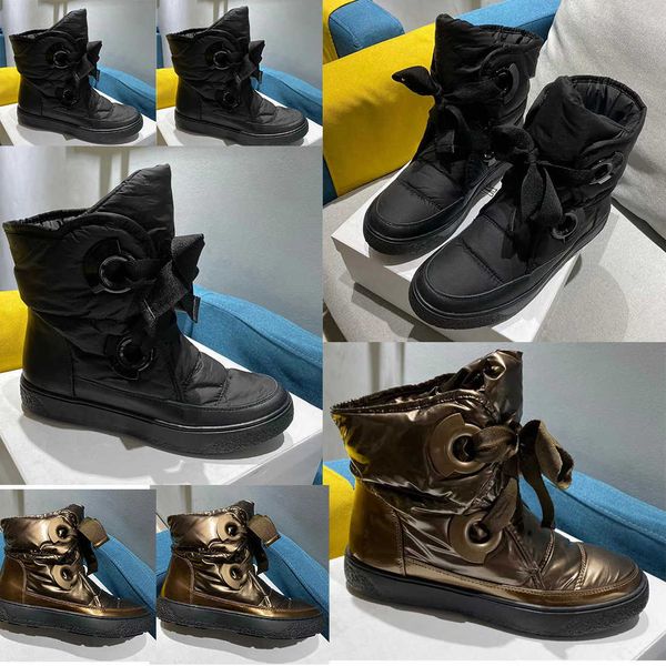 

snow motocycle martin boot designer boots ankle boots platform down leather winter skiing shoes non-slip outsole boots no418, Black