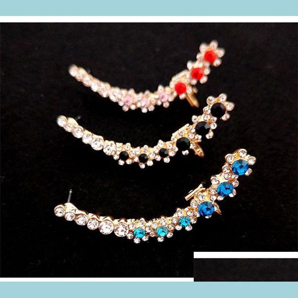 

stud 1pc punk rock rhinestone crystal ear cuff wrap chic snowflake stud earring piercing cartilage statement clips jewelry 1039 t2 dr dhsja, Golden;silver