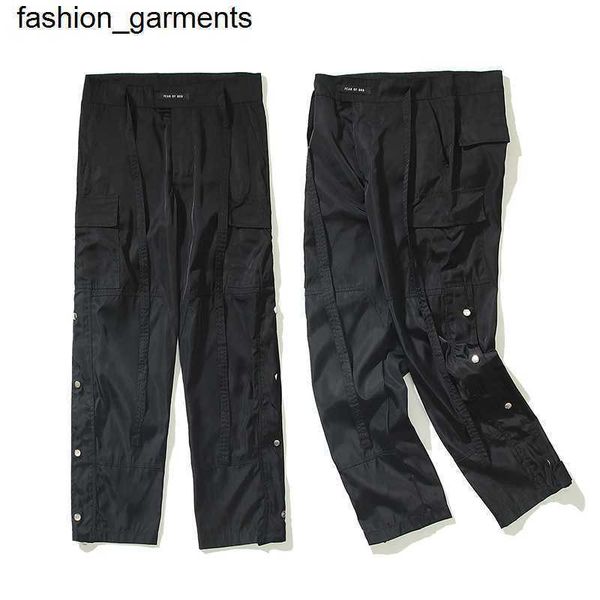 

men designer fashion season main line ribbon lace nylon workwear casual pants drawstring pants pants, Black