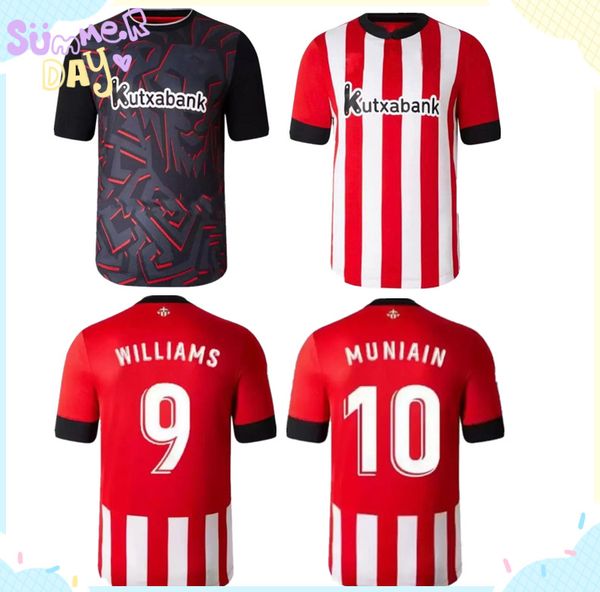 

22 23 new bilbao soccer jersey football t-shirt for men kids kit home away williams goalkeeper athletic i.martinez raul garcia yuri b. munia, Black;yellow