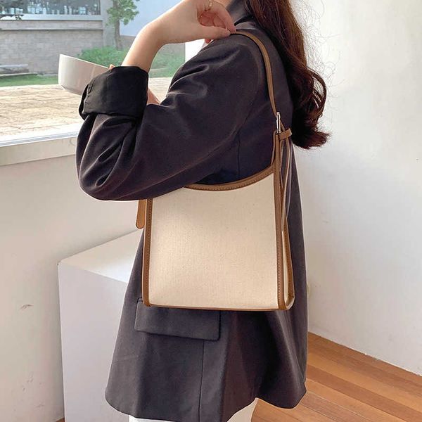 

messenger bags contrast canvas bag for female summer new splicing one shoulder hand versatile high-class underarm