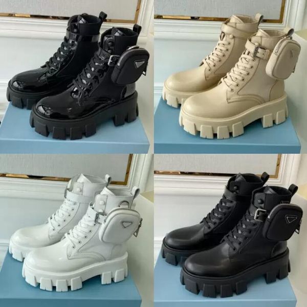 

designer shoes prad men women designer rois boots ankle martin nylon boot military inspired combat bouch attached to the large with bags com, Black