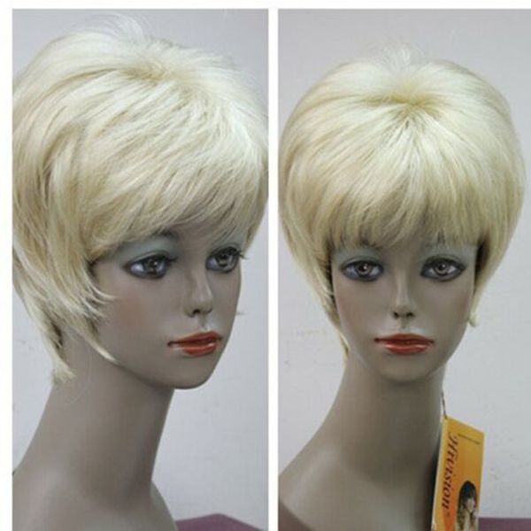 

2022 popular short ladies wig straight golden blonde hair wigs, Black