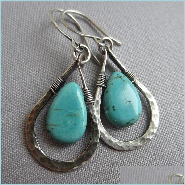 

dangle chandelier retro dangle earrings turquoise fashion teardrop natural stone new manual originality jewelry women ear pendants a dhvpk, Silver