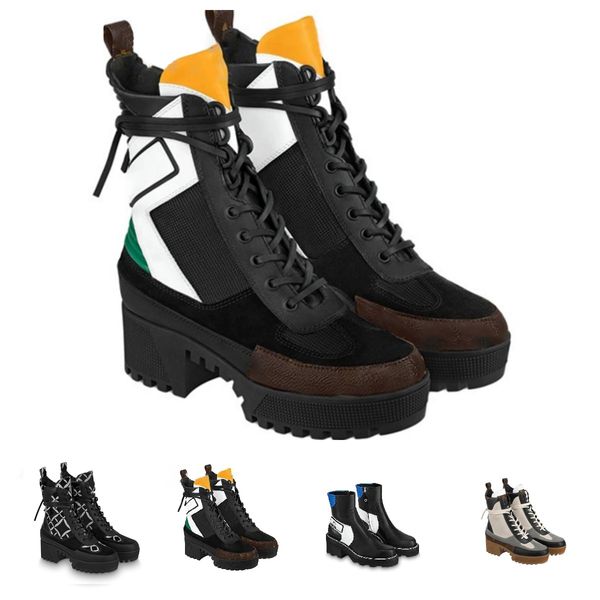 

2022 designer women's lace up short boots star trail ankle boot 8cm thick bottom women's boots 4 style 35-42 size, Black