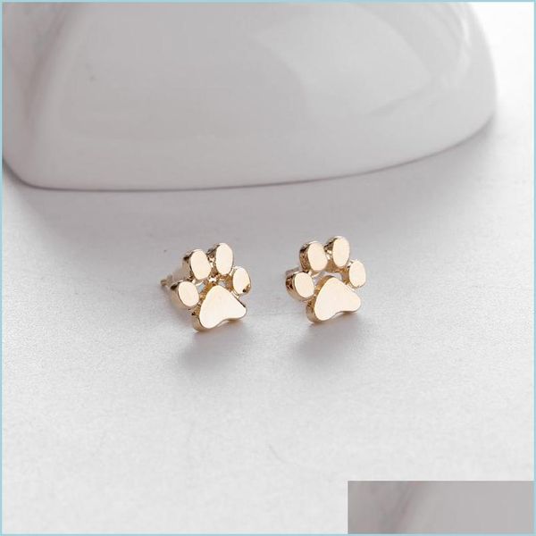 

stud hollow pet cat dog lover paw print stud earrings puppy memorial minimalist earring cute animal footprint gold sier plated 87 dro dhi0n, Golden;silver